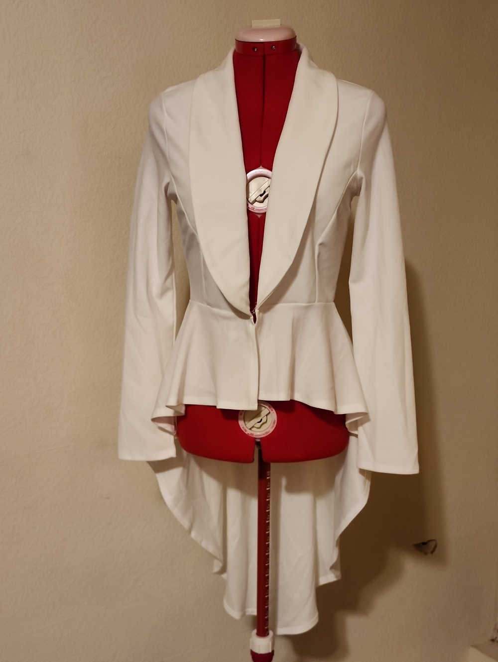 Windsor White Asymmetrical High-Low Peplum Blazer Jacket Size Large NWOT
